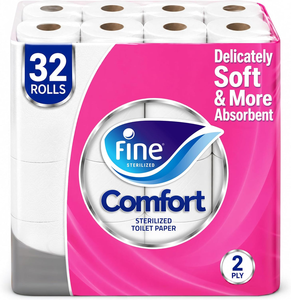 Fine Comfort Toilet Tissues Paper 32 Rolls, 180 sheets x 2 Ply — front product image