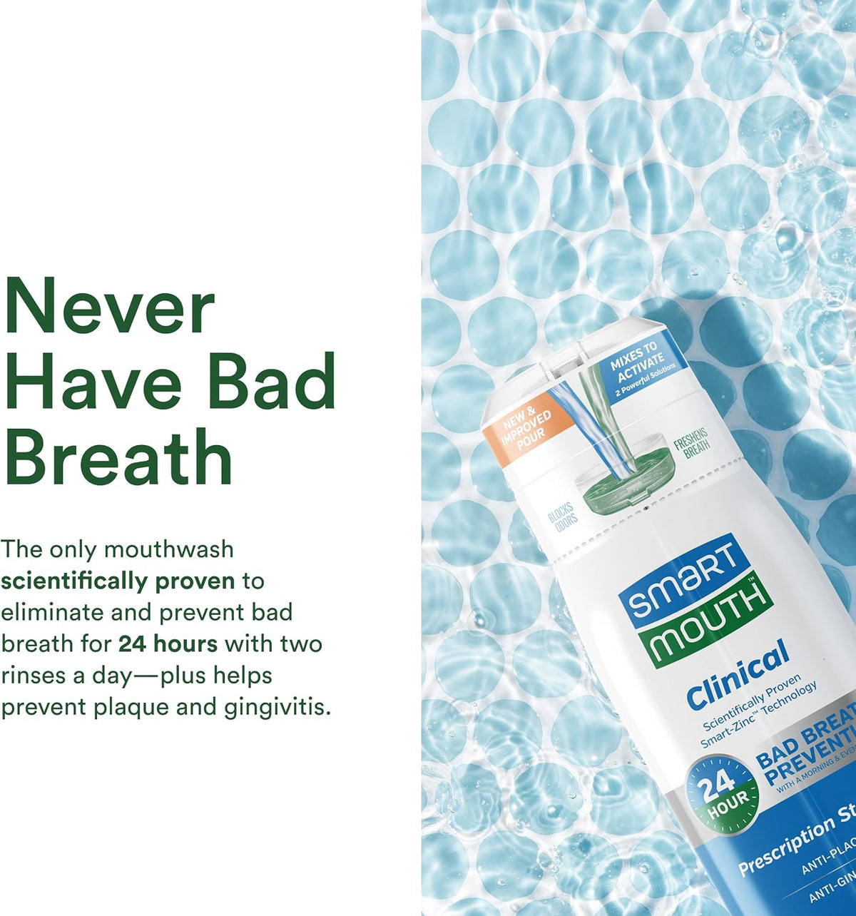 SmartMouth Clinical Zinc Activated Mouthwash, Clean Mint, 16 fl oz, 2-Pack — additional product view 5