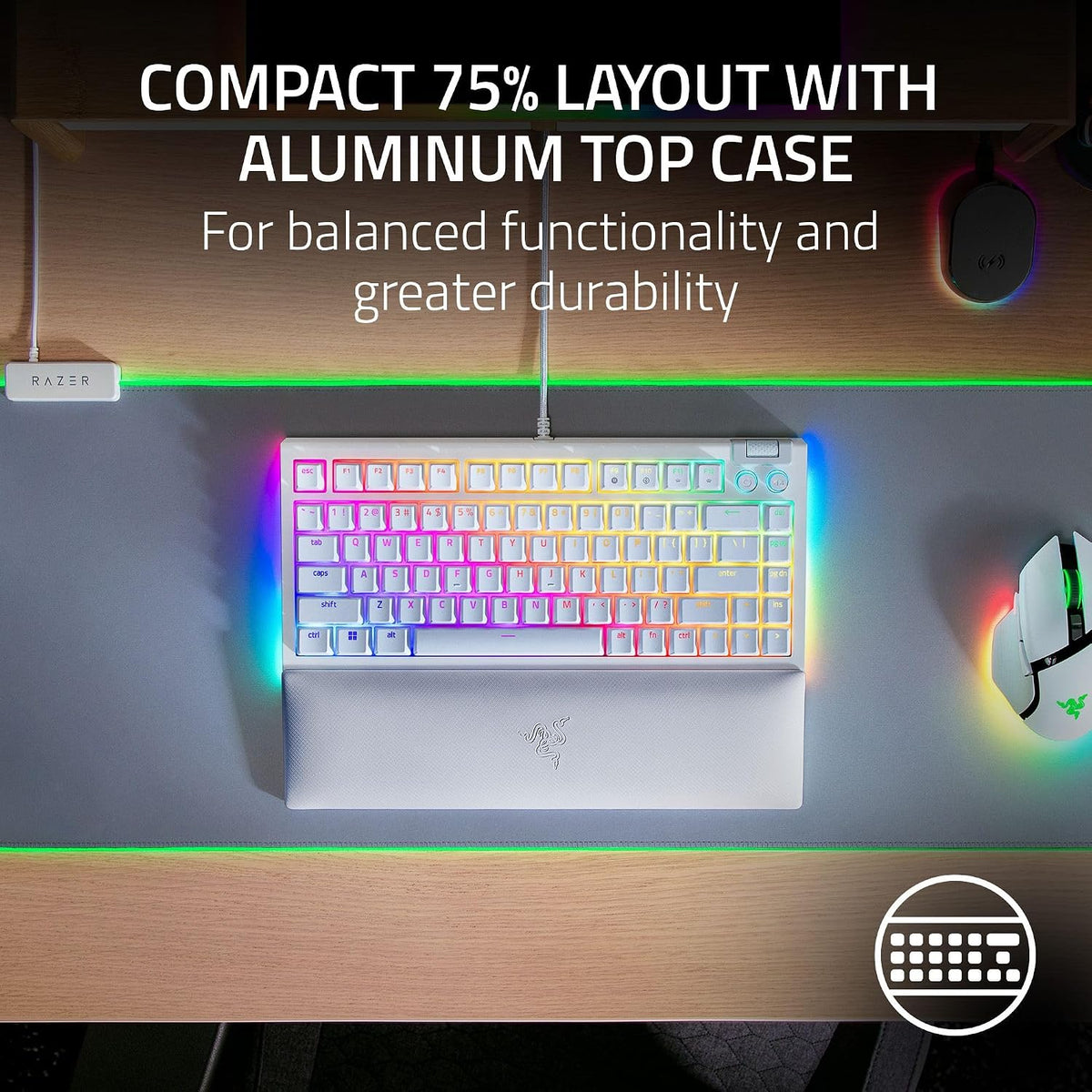Razer BlackWidow V4 75% Mechanical Gaming Keyboard — White — product image 3