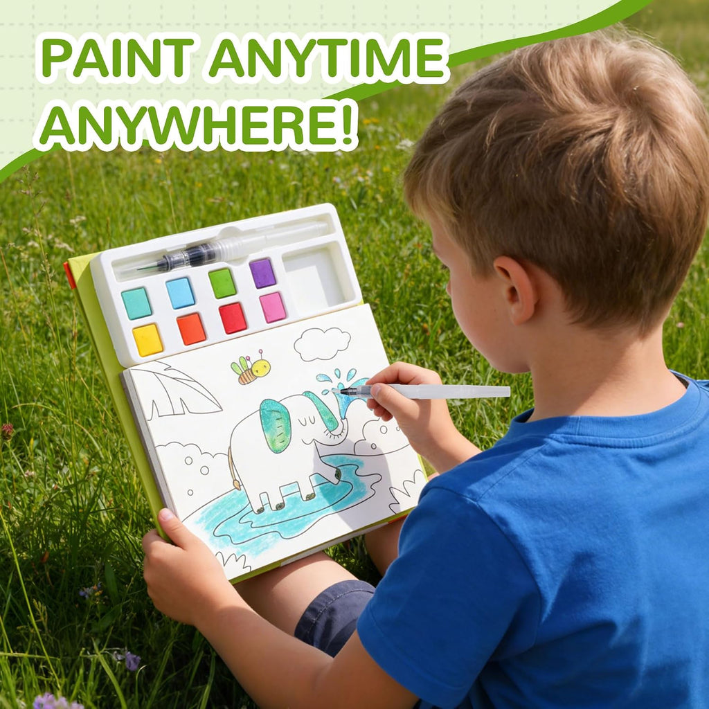 YPLUS Watercolour Activity Book with 8 Paint Colours — Animals
