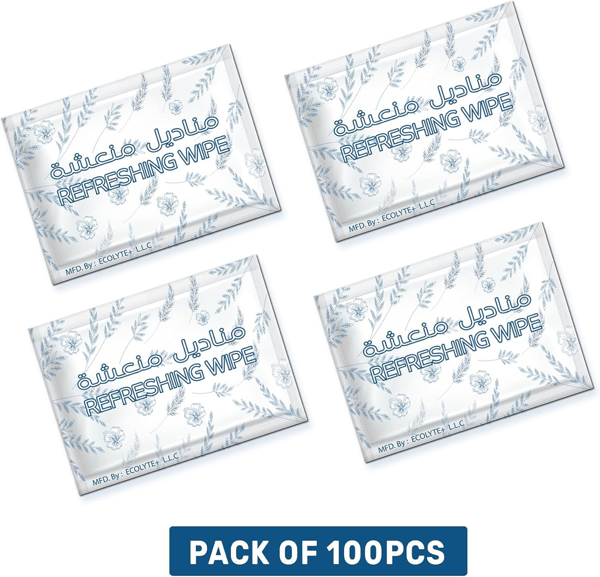 ECOLYTE+ Wet Wipes, Fresh & Perfumed Antibacterial, Protects Against 100 illness Causing Germs, Skincare & Makeup Remover, Essential Cleaning Wipes (Pack of 100 pcs) — additional view 2