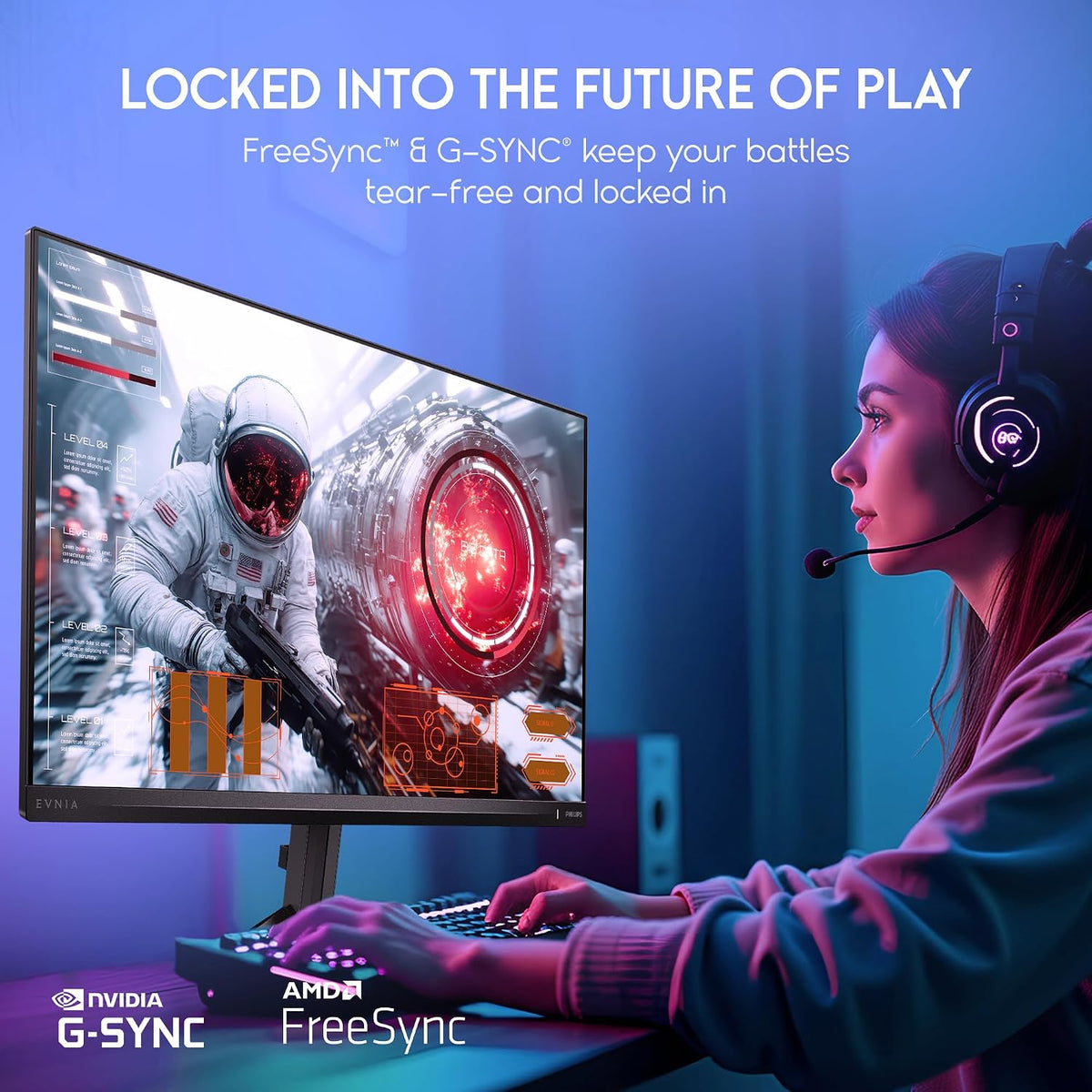 Philips Evnia, 27inch Gaming Monitor, 180Hz, 0.5ms, Fast IPS, Full HD (1920 x 1080p), HDR 10, HDMI 2.0, DP 1.4, Adaptive Sync, Low input lag, SmartControl - 27M2N3200L — Black