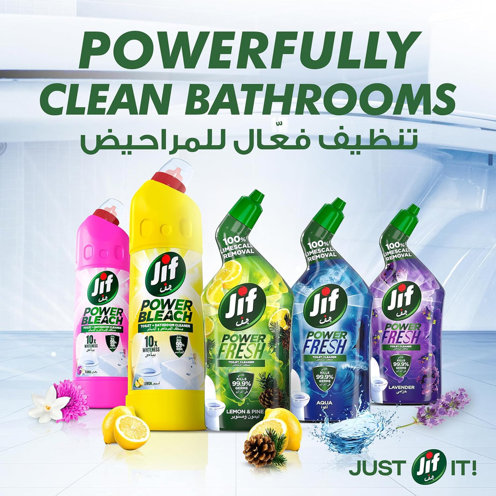 JIF Power Fresh Toilet Cleaner Liquid, Aqua, 100% Limescale Remover, Kills 99.9% Germs, 500ml — additional product view 6