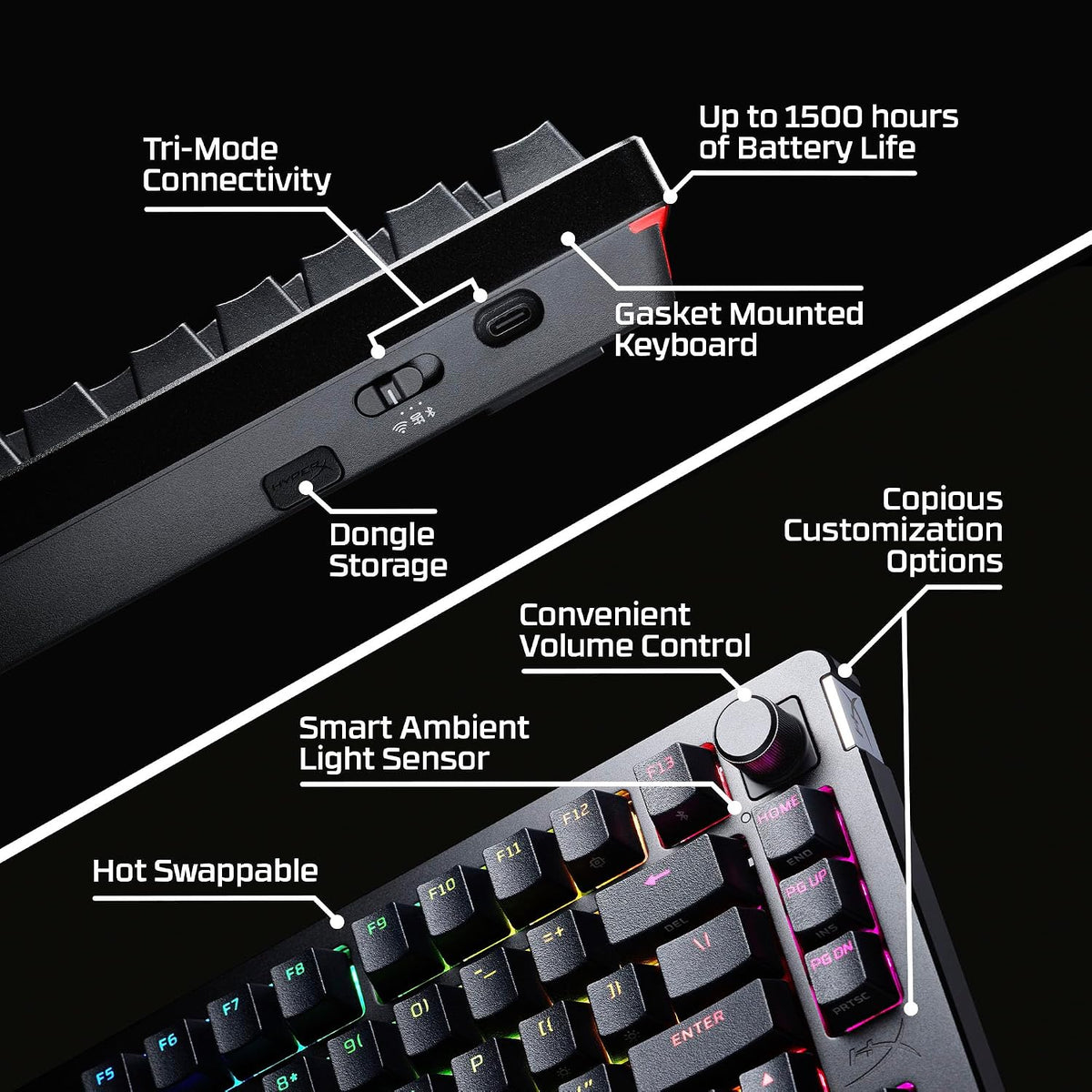 HyperX Alloy Rise 75 Wireless 75% Hot Swappable Mechanical Gaming Keyboard — product image 5