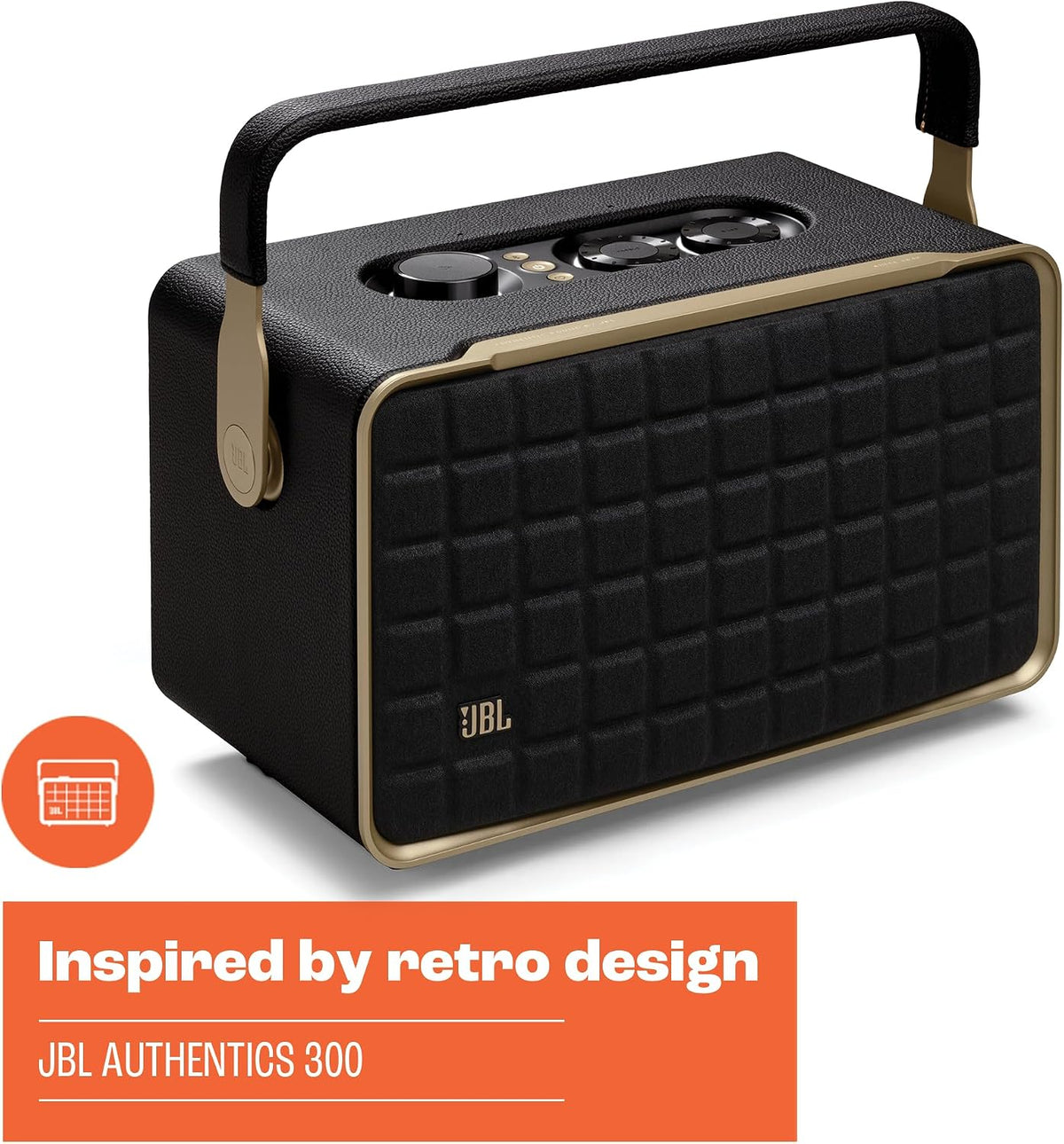 JBL Authentics 300 Portable Wi-Fi and Bluetooth Speaker — Black
