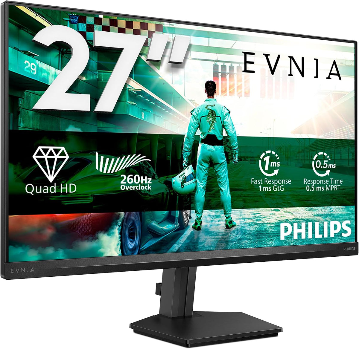 Philips Monitor 27M2N3500PF 27 Inch WQHD 260Hz, Fast IPS Panel, 1ms GTG, Adaptive Sync, HDR10, G-Sync Compatible, (2560×1440, HDMI 1×2.0, DP, USB Hub) Dark Grey — Dark Grey