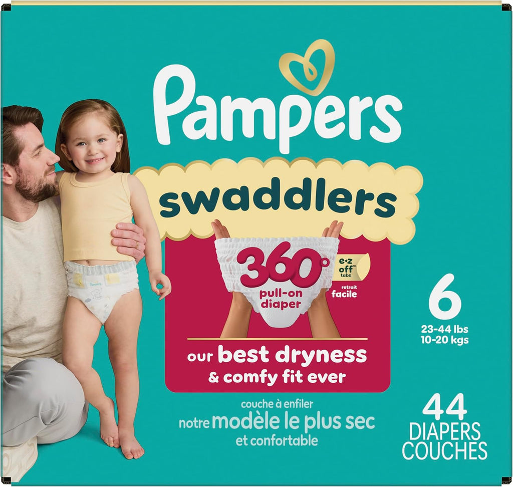 Pampers Diapers - Swaddlers 360 - Size 6, 44 Count, for up to 100% Leakproof Premium Skin Protection (Packaging May Vary)