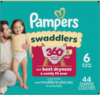 Pampers Diapers - Swaddlers 360 - Size 6, 44 Count, for up to 100% Leakproof Premium Skin Protection (Packaging May Vary)