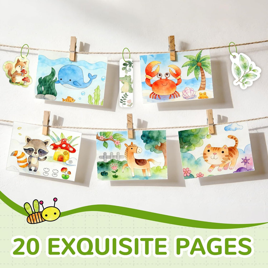 YPLUS Watercolour Activity Book with 8 Paint Colours — Animals