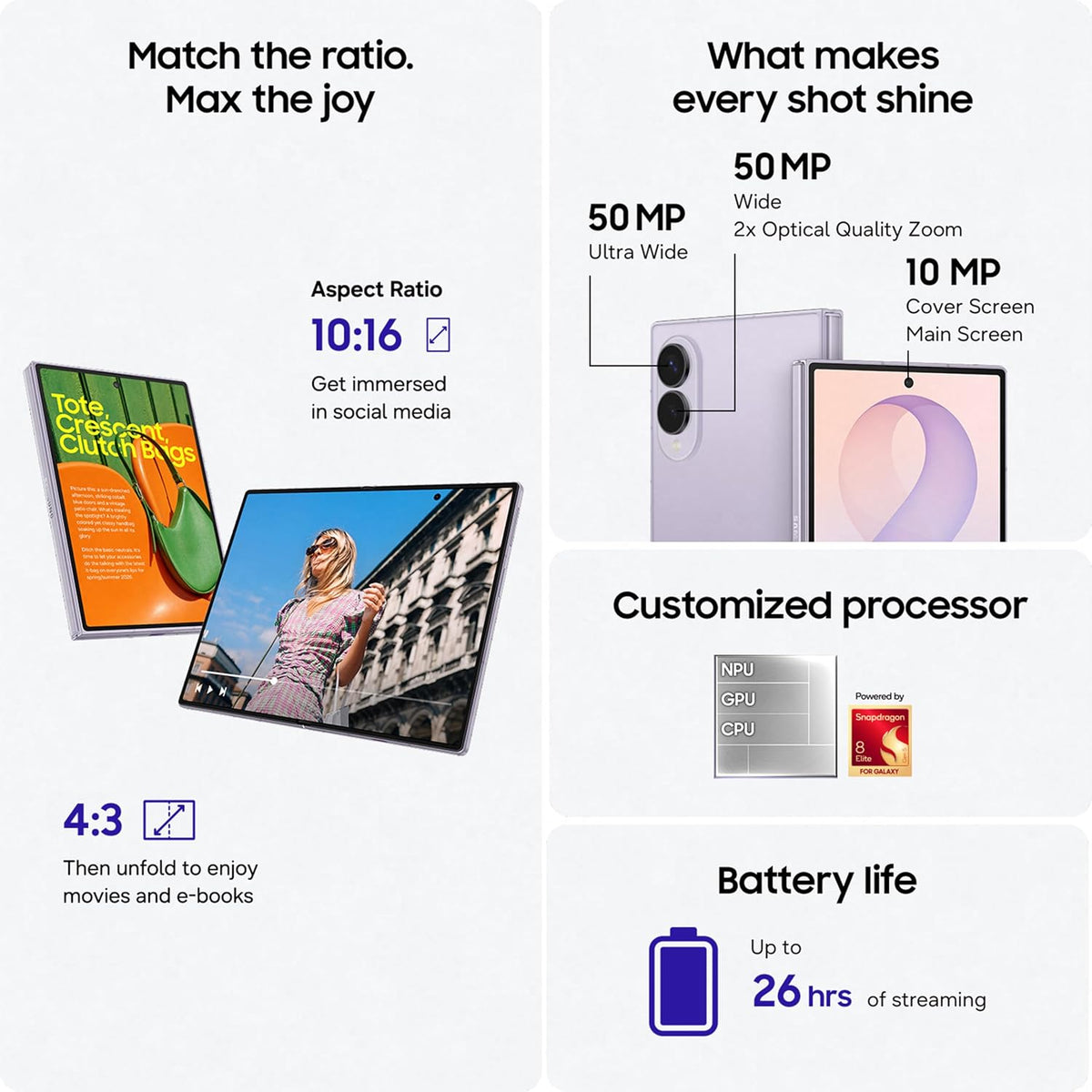 Samsung Galaxy Z Fold8 Cream, 256GB, All-new Shape, Customized Processor, 4800mAh Battery,12GB RAM, Dual 50MP Camera, Now Nudge, 2 Years Manufacturer Warranty (UAE Type Approved)(Amazon Exclusive)