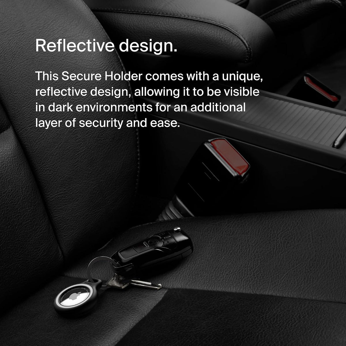 Belkin AirTag Reflective Case with Key Ring, Secure Holder Protective Cover for Air Tag with Scratch Resistance Accessory Black, MSC003btBK,