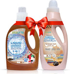 ECOLYTE+ Liquid Laundry Detergent & Fabric Softener Bundle, 6 in 1 Deep Clean, Perfect Clean, Long Lasting Scent, Enhances Softness, Feel Luxurious - (Morning Oud, 2 Liter, Pack of 2) — front product image