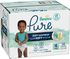 Pampers Pure Protection Diapers - Size 4, 58 Count, Hypoallergenic Premium Disposable Baby Diapers (Packaging May Vary)