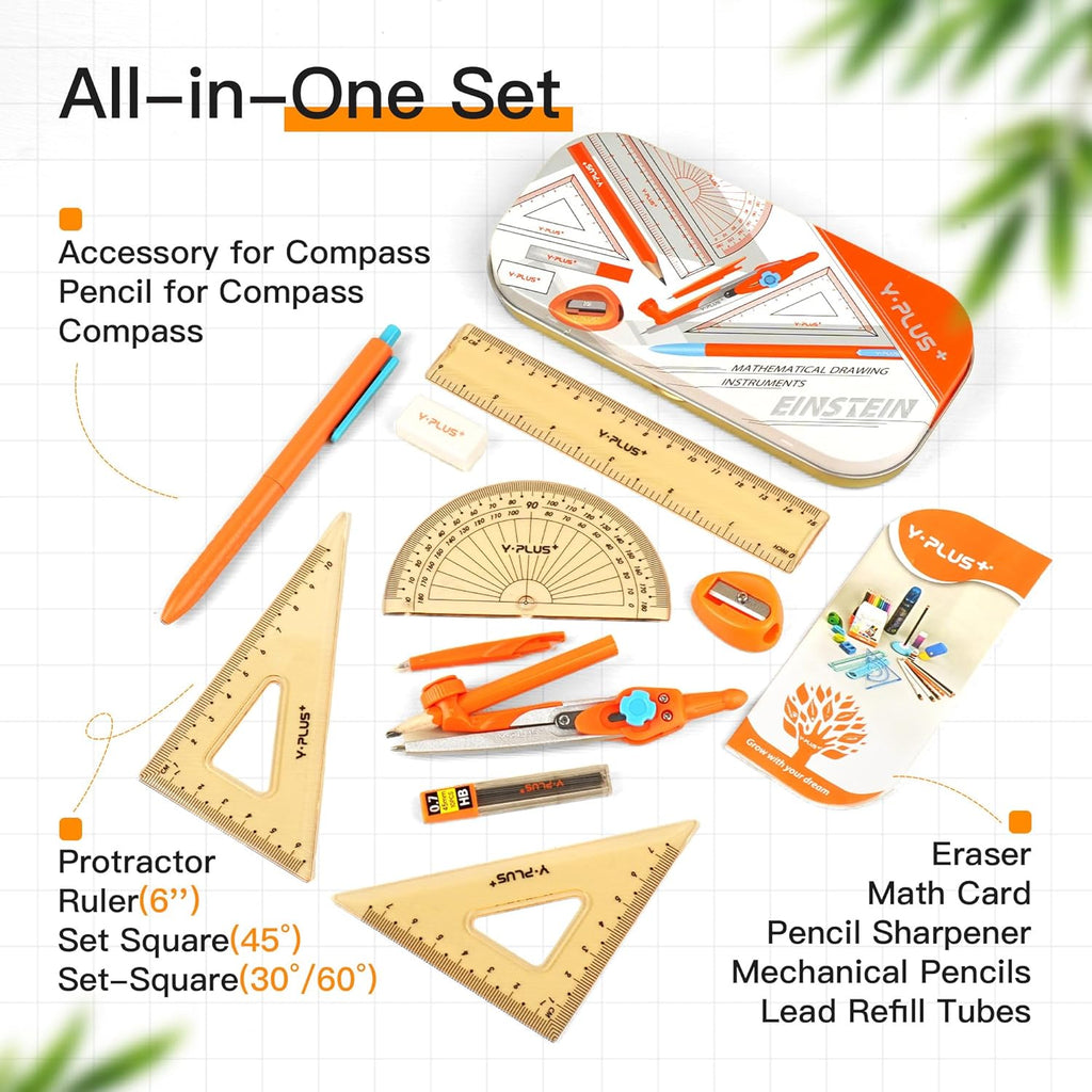 YPLUS Geometry Set with Storage Tin — 12 Pieces