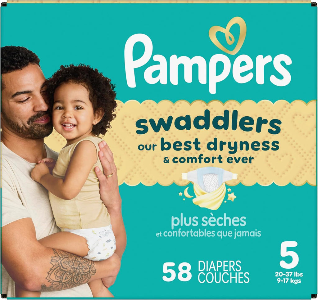 Diapers Size 5, 58 Count - Pampers Swaddlers Disposable Baby Diapers, Super Pack