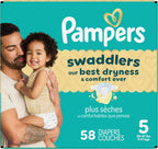 Diapers Size 5, 58 Count - Pampers Swaddlers Disposable Baby Diapers, Super Pack