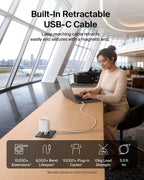 Belkin USB-C Charger Plug 67W with 3.3ft Retractable USB C Cable & Type C Port - GaN iPhone Charger, Fast Charging for iPhone 17 & 16 Series, Galaxy S26 Series, AirPods, Tablet, MacBook, Chromebook