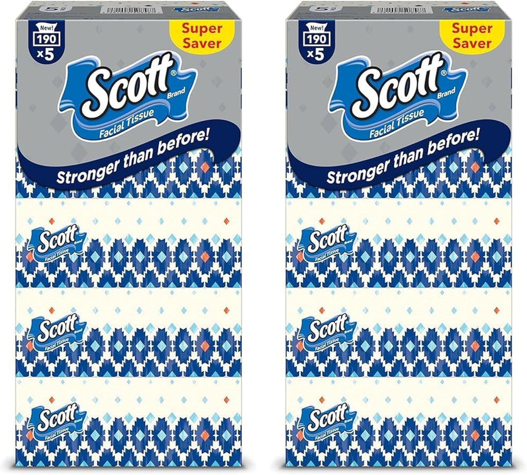 Scott Facial Tissue, 2 PLY, Super Saver, 190 Sheets x 10 Tissue Boxes — front product image