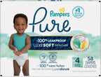 Pampers Pure Protection Diapers - Size 4, 58 Count, Hypoallergenic Premium Disposable Baby Diapers (Packaging May Vary)