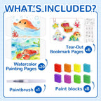 YPLUS Watercolour Activity Book with 8 Paint Colours — Sea Animals