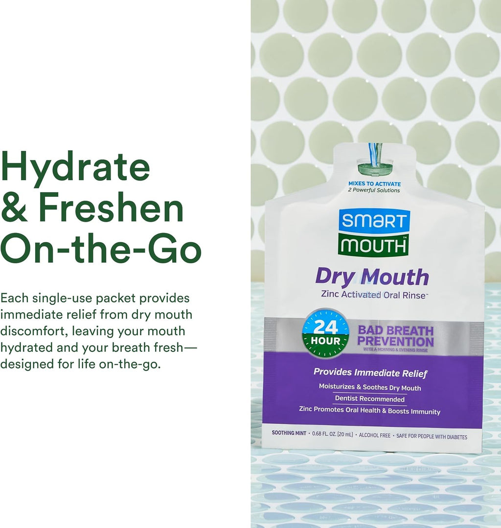 SmartMouth Dry Mouth Zinc Activated Mouthwash Single Packs, Mint, 50 Count — additional product view 4