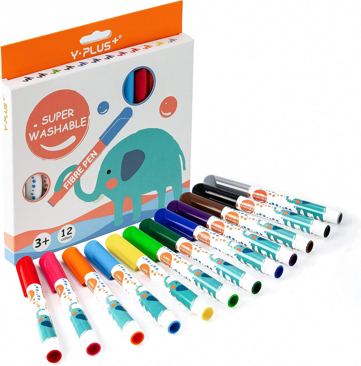YPLUS Washable Colouring Markers — 12 Colours — 12 Colours