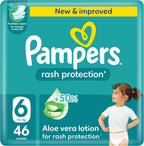 Pampers Rash Protection Aloe Taped Diapers Size 6, 13+kg Giant 46 Count