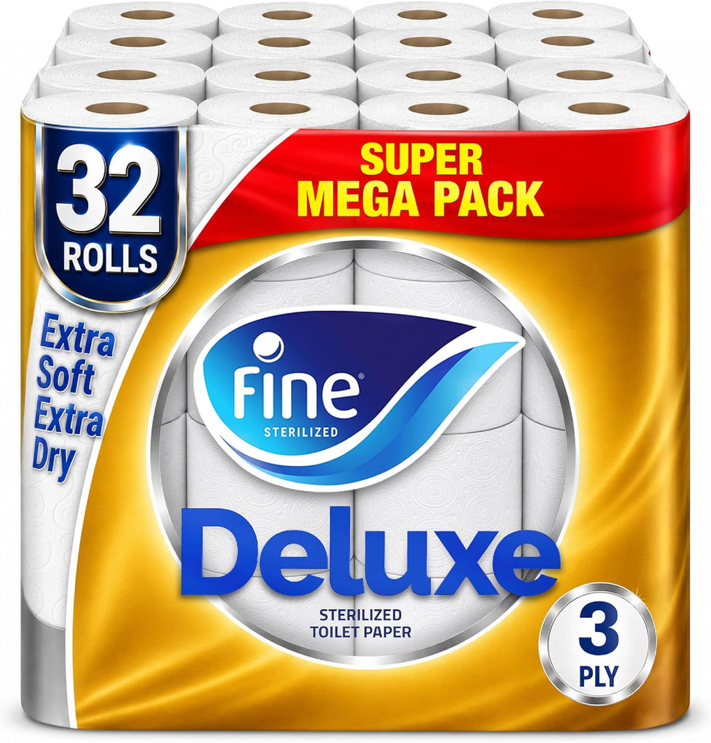 Fine Deluxe Toilet Tissues Paper 32 Rolls, 140 sheets x 3 Ply — front product image