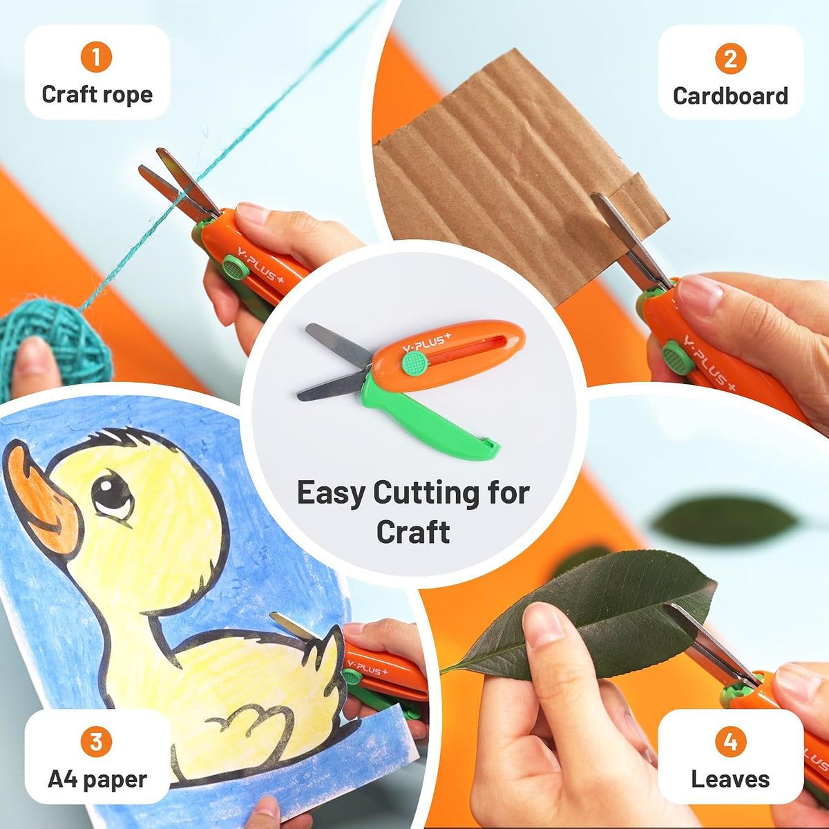 YPLUS Retractable Craft Scissors — Orange