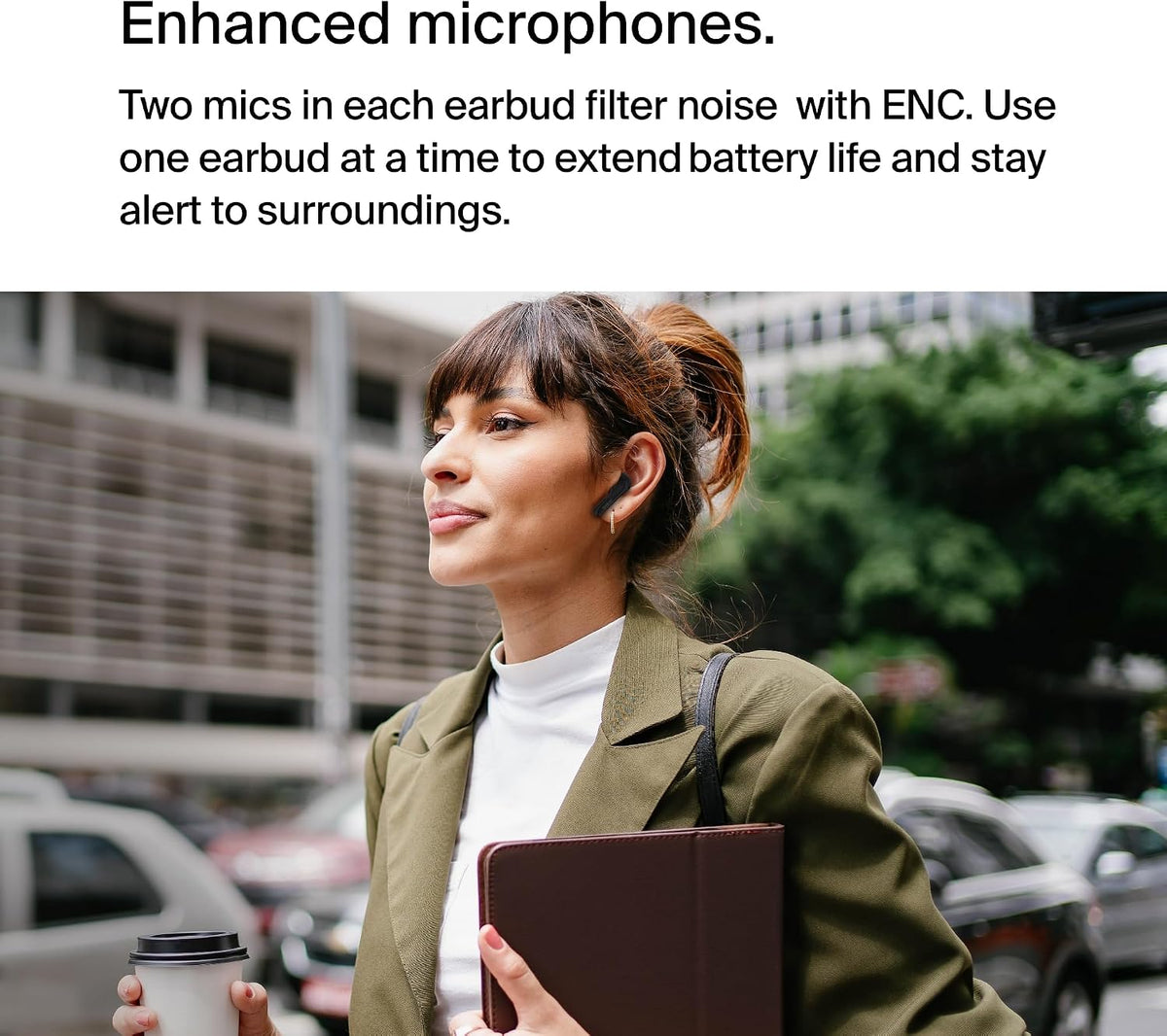 Belkin SoundForm™ Motion True Wireless Earbuds, Noise Cancelling Ear Buds with Wireless Charging Case & Dual Microphone - IPX5 Water Resistant Bluetooth Headphones for iPhone & Samsung - Black