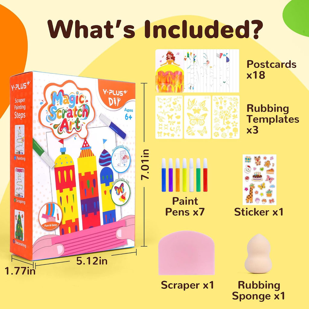 YPLUS Rainbow Scratch Art Activity Set — Scratch & Rubbing Art