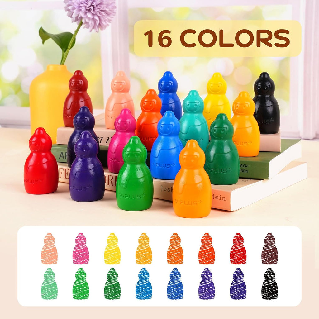 YPLUS Stackable Jumbo Crayons — 16 Colours