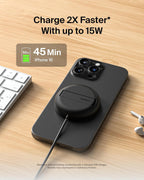 Belkin Magnetic Wireless Charging Pad 15W w/Pop-Up Stand - MagSafe-Compatible Qi2-Certified Wireless Charger for iPhone 16 Series, Samsung Galaxy S25 Series, AirPods