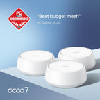 TP-Link Dual-Band BE5000 WiFi 7 Mesh Wi-Fi System (Deco BE25) | 4-Stream 5 Gbps | 240 Mhz Channels | Covers up to 6,600 Sq.Ft | 2X 2.5G Ports Wired Backhaul | VPN,MLO, AI-Roaming, HomeShield (3-Pack)