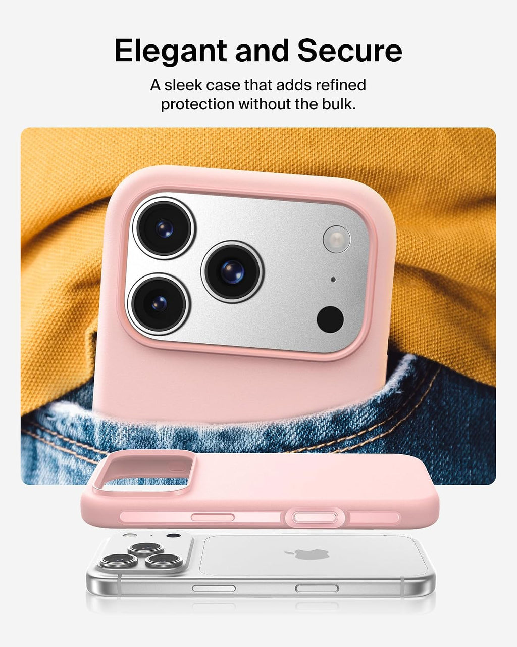 Belkin SheerForce Protect MagSafe Compatible iPhone 17 Pro Case with Slim Design & Anti-Scratch Treated Coating - Magnetic, Transparent, & Shockproof Protective iPhone Case - Pink