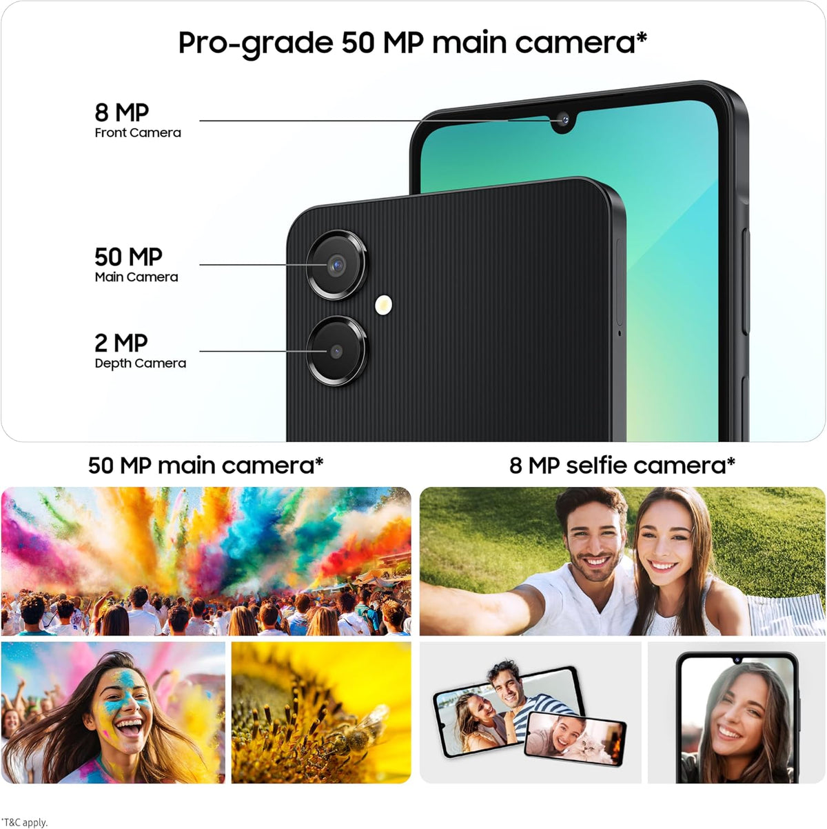 Samsung Galaxy A06 5G Unlocked (4GB RAM, 128GB) – 50MP Dual Camera | IP54 | International Version | Expandable Storage | Works Worldwide, Black