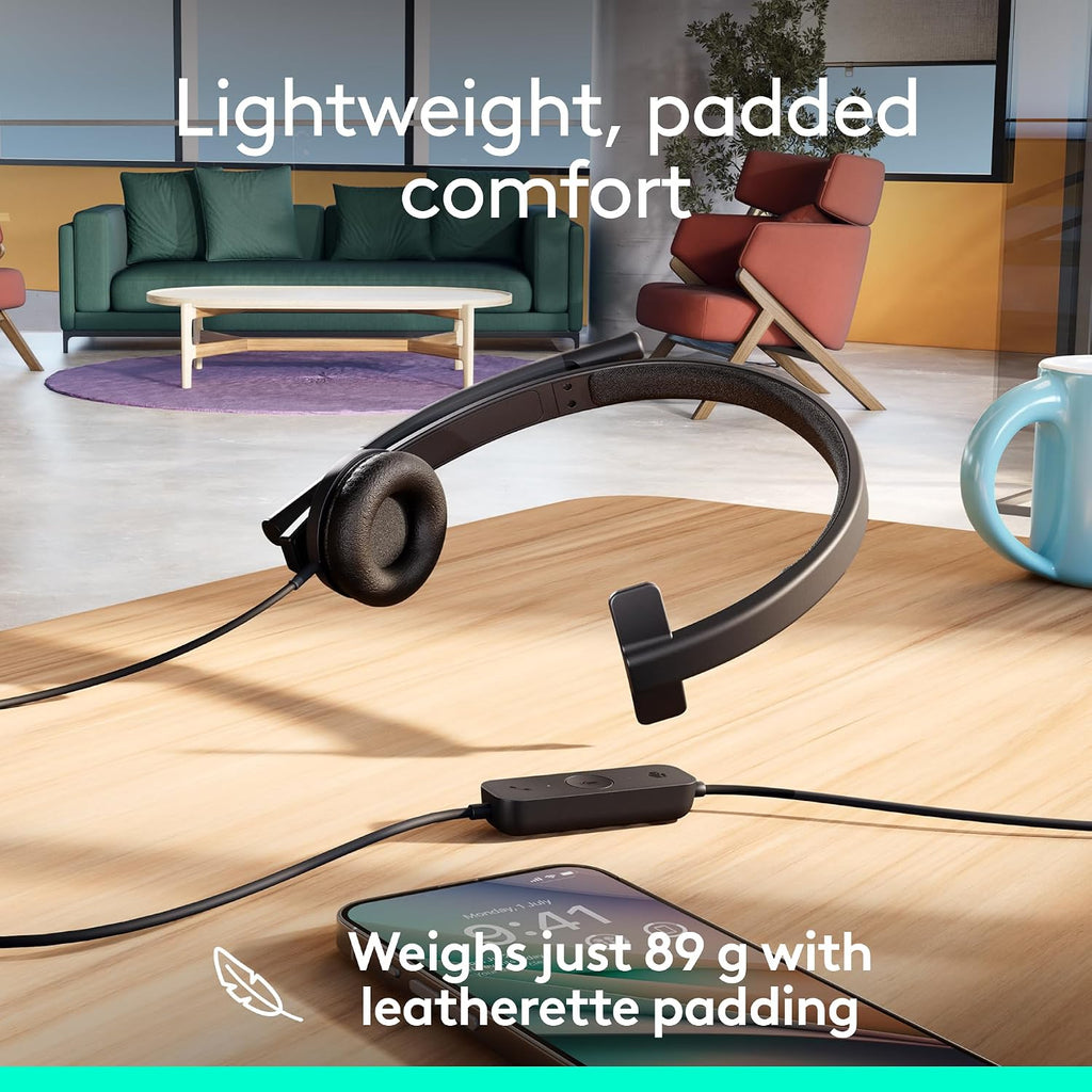 Logitech H570E USB-C Mono Headset — Teams — Black