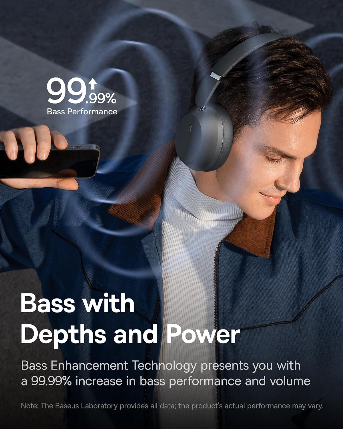 Baseus Bass 35 Max Wireless Over-Ear Headphones — Grey