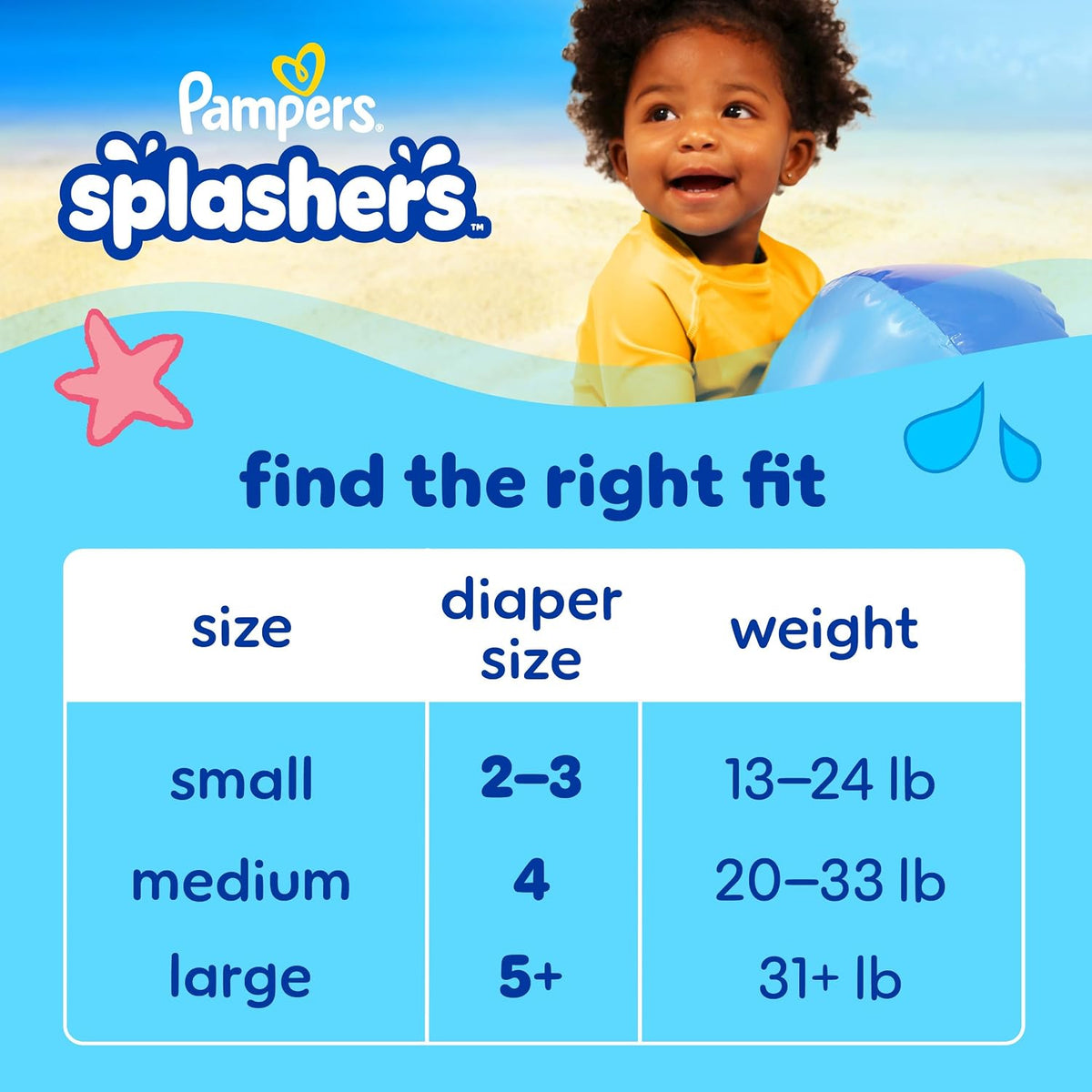 Pampers Splashers Swim Diapers - Size L, 17 Count, Gap-Free Disposable Baby Swim Pants