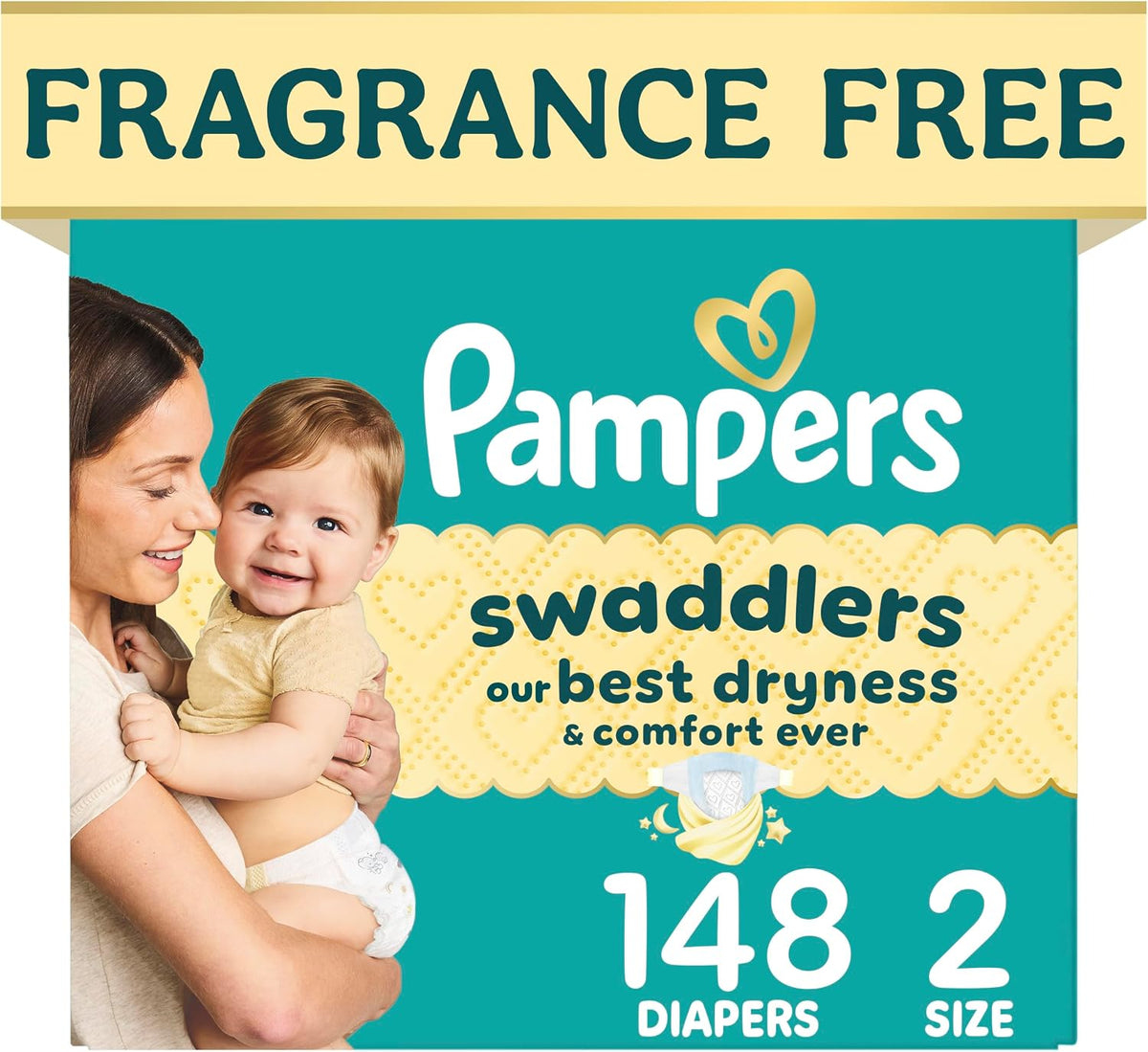 Pampers Swaddlers Diapers - Size 2, 148 Count, Ultra Soft Disposable Baby Diapers