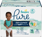Pampers Pure Protection Diapers - Size 4, 58 Count, Hypoallergenic Premium Disposable Baby Diapers (Packaging May Vary)