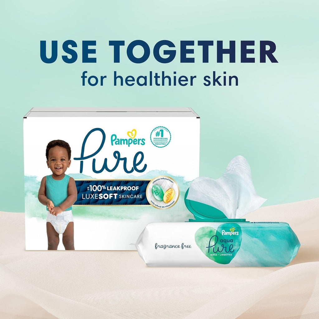 Pampers Diapers Size 1, 198 Count - Pure Protection Disposable Baby Diapers, Hypoallergenic and Unscented Protection, ONE Month Supply (Packaging May Vary)