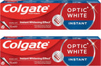 Colgate Optic White Instant Whitening Toothpaste - Fluoride Formula, Enamel Safe for Daily Use, 2x75ml, 2 Pack — front product image