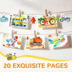 YPLUS Watercolour Activity Book with 8 Paint Colours — Vehicles