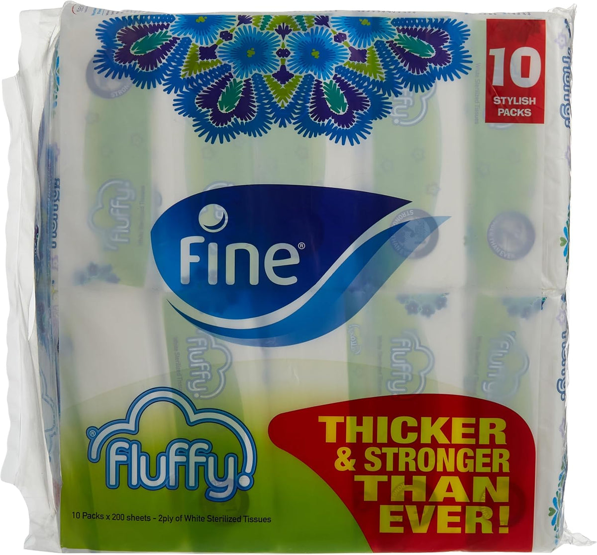 Fine Fluffy Facial Tissue, 20 packs of 200 sheets x 2 Ply — additional view 2