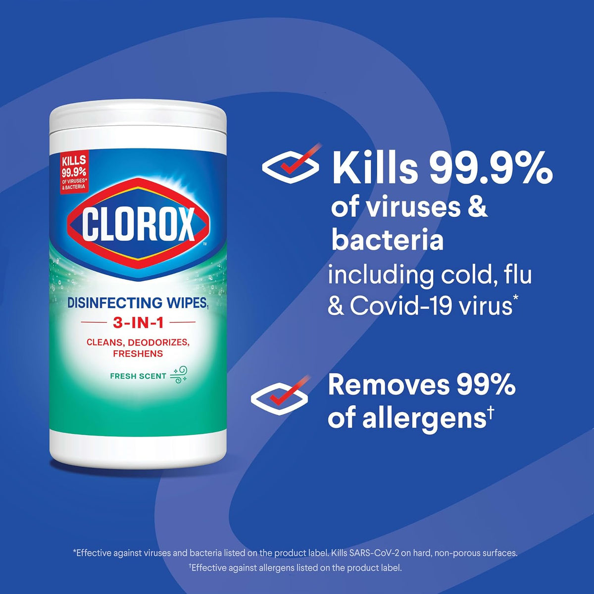 Clorox Disinfecting Wipes, 35 Wet Wipes, Fresh Scent, Cleans 3x Better, Kills 99.9% of Viruses and Bacteria — additional view 5
