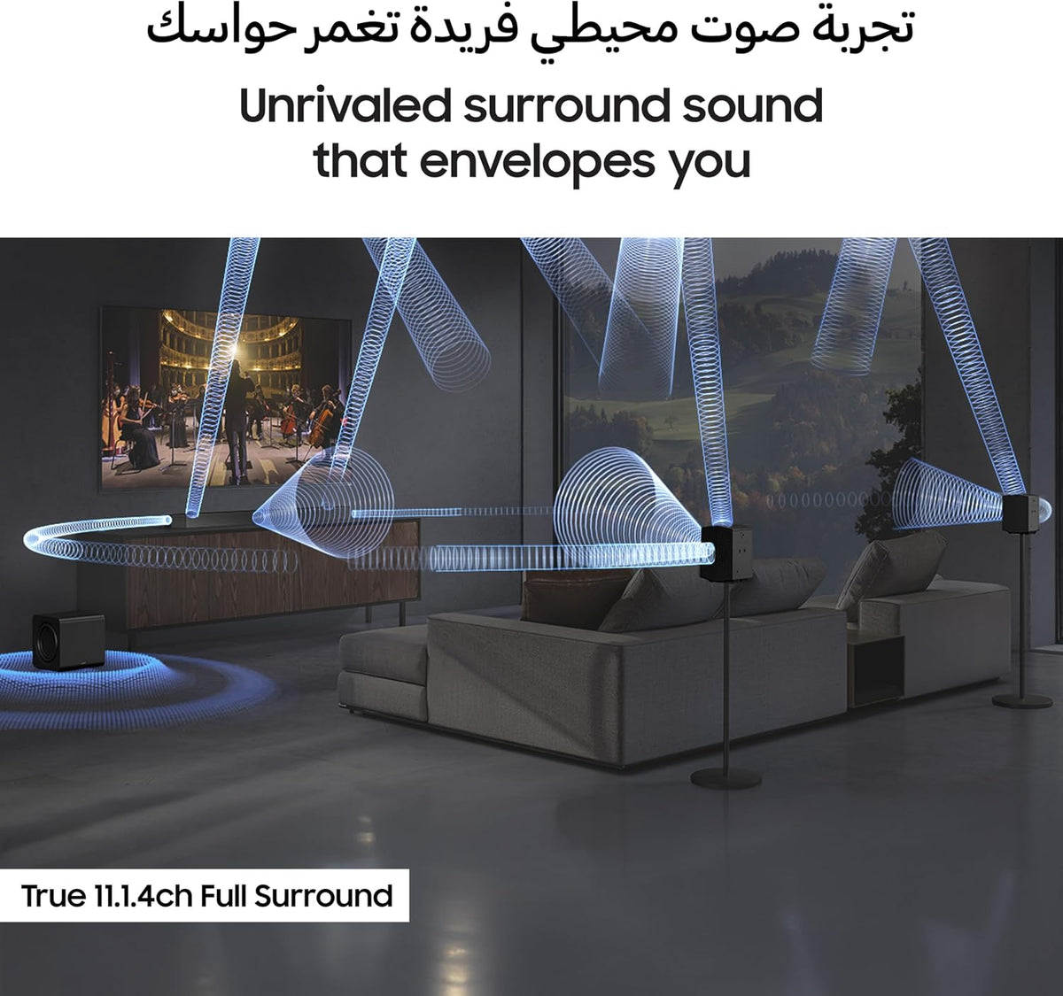 Samsung Q-series Soundbar, Q990F, 11.1.4 ch, Subwoofer & Rear Speaker, True 11.1.4ch Full Surround, Wireless Dolby Atmos, Q-Symphony, SpaceFit Sound Pro, HW-Q990F/ZN (2025 - UAE Version)