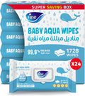 Fine Baby Aqua Wipes – Pack of 24 x 72 Sheets (1, 728 Wipes), 99.9% Pure Water & Soft Cotton (1,728 Wipes) — front product image