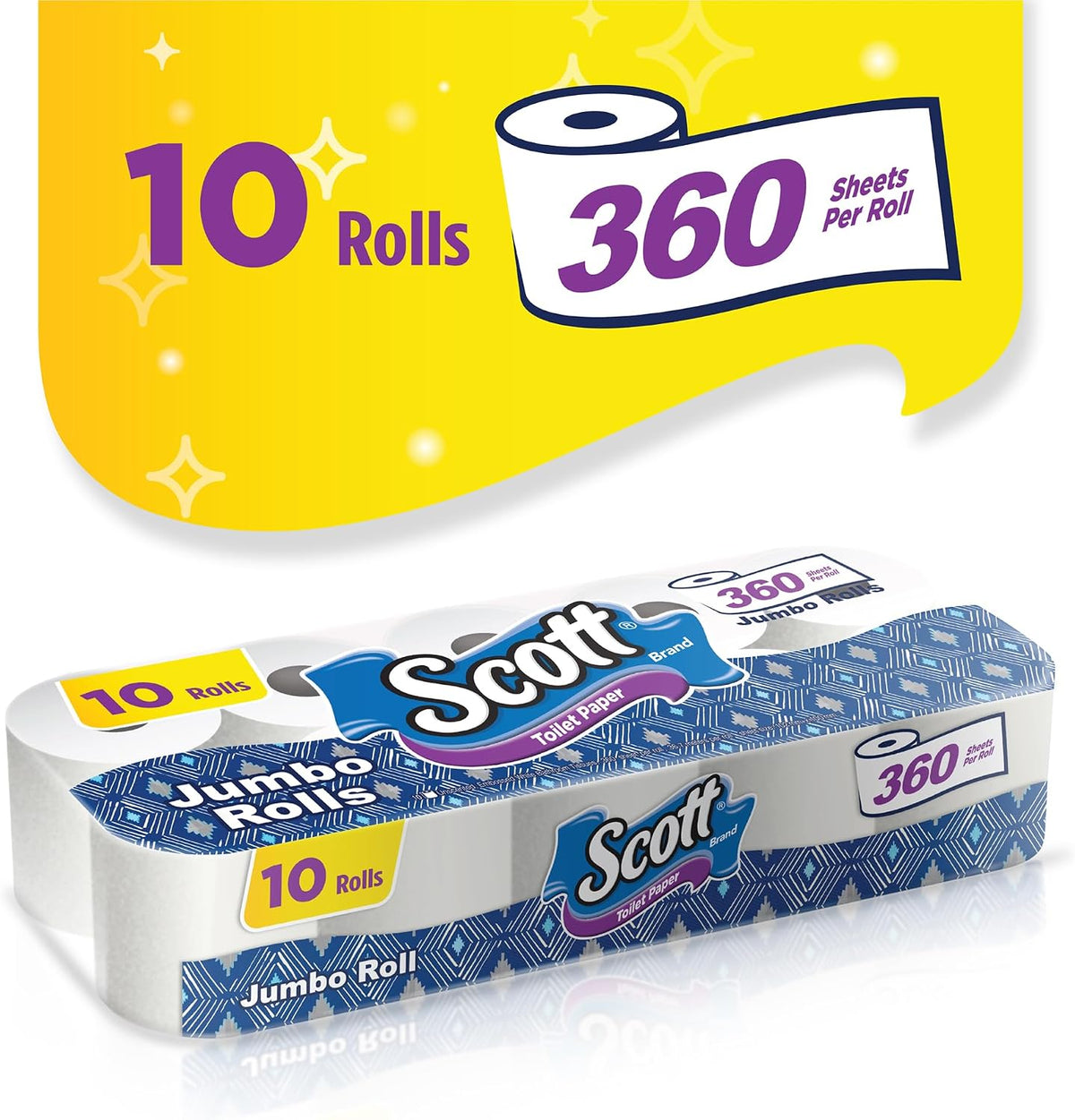 Scott Embossed White Toilet Paper, Jumbo Roll, 2ply 360 Sheets, 10 Rolls — additional view 2