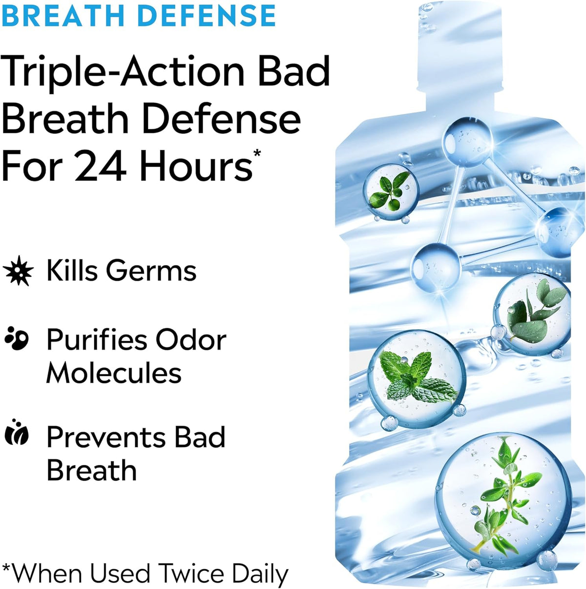 Listerine Clinical Solutions Breath Defense Mouthwash, Smooth Mint, 500 ml — additional product view 3